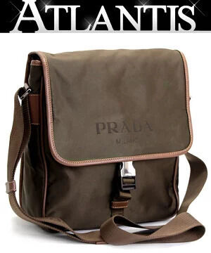 Prada Triangle Shoulder Bag Leather Brown